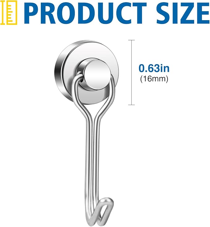 Swivel Swing Magnetic Hooks,12PCS 30lbs Refrigerator Magnet Hooks | Heavy Duty Strong Magnets Refrigerator Fridge Hanging for Classroom Beach Vacation Kitchen Grills Home - Image 2