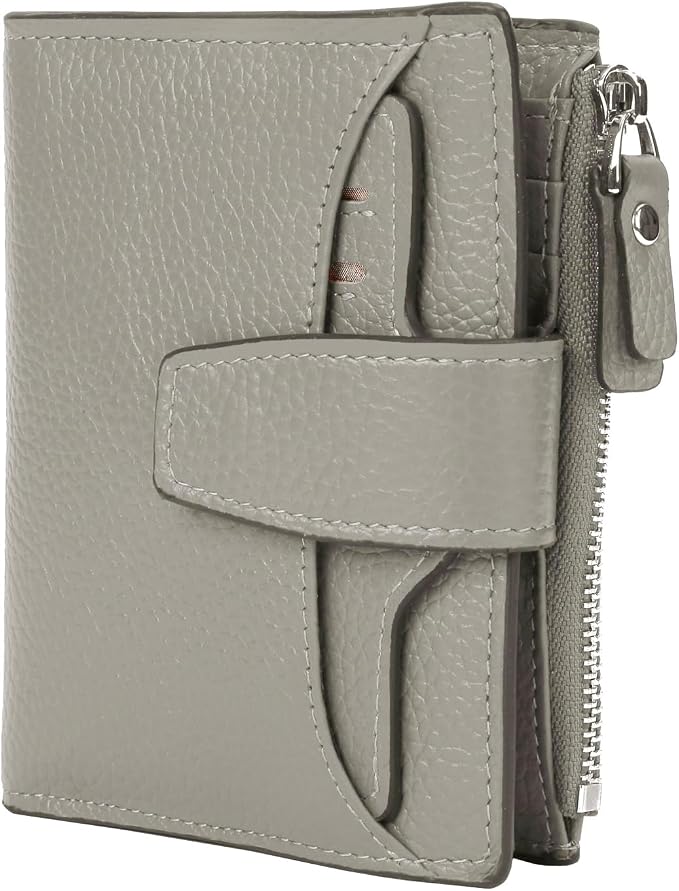 Women's RFID Blocking Leather Small Compact Bi-fold Zipper Pocket Wallet Card Case Purse with id Window - Image 6