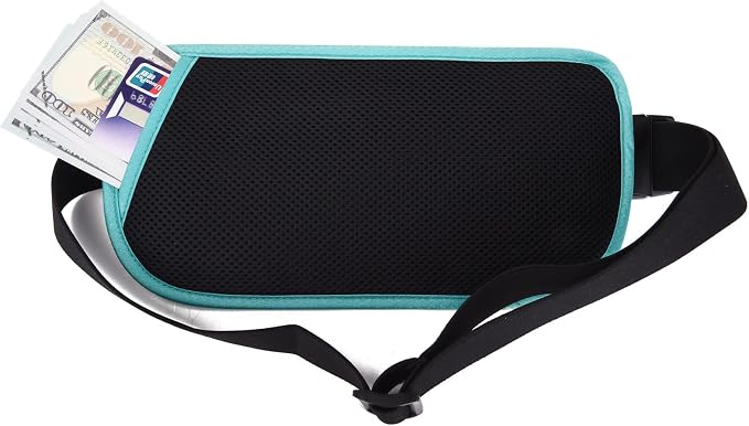 RFID Blocking Money Belt for Men Women, Slim Fanny Pack for Travel，Running,Conceal Waist Wallet for Passport Holder,Phone,Cash(Black Mint Green) - Image 4