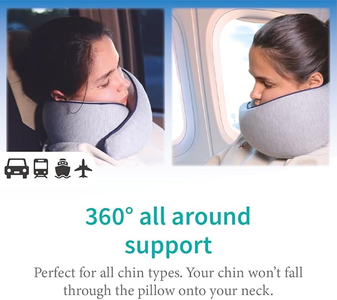 Memory Foam Travel Pillow | Provides Real Support for Head, Neck and Chin | Best Firm Airplane Pillow for Long Flights - Image 2