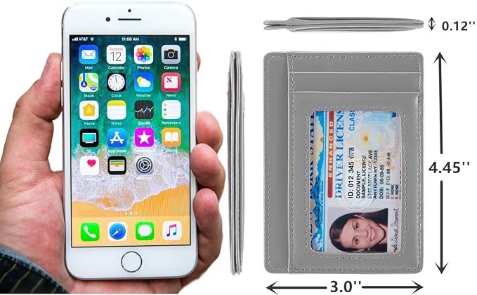 KALMORE Genuine Leather Front Pocket Slim Wallet Credit Card Holder with ID Window - Image 4