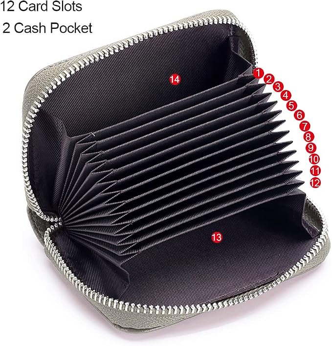 RFID Credit Card Holder Genuine Leather Credit Card Wallet with Zipper | RFID - Image 2