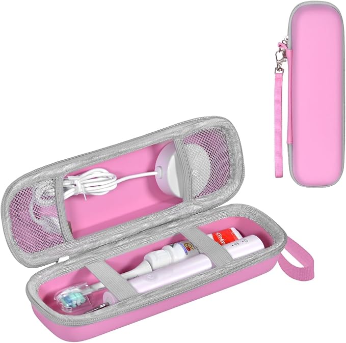 Toothbrush Travel Case for Oral B/Oral-B Pro 1000 1500 5000 7000 7500 6000 9600/ Phlips Sonicare 4100 5100 1100 6100 5300 Electric Toothbrush, Portable Hard Protective Storage Bag (Pink) by TUNYINSH