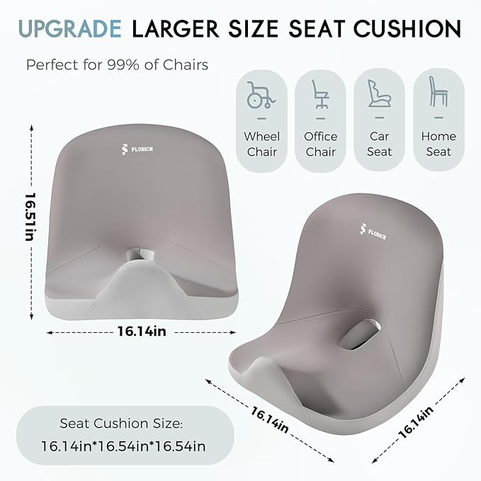 Car Seat Cushion and Lumbar Support Pillow, Larger Memory Foam Seat Cushion, Ergonomic L-Shaped Design Cushion for Back Pain Relief, Non-Slip Driving Cushion for Car, Office, Truck, Wheelchair-Gray - Image 4
