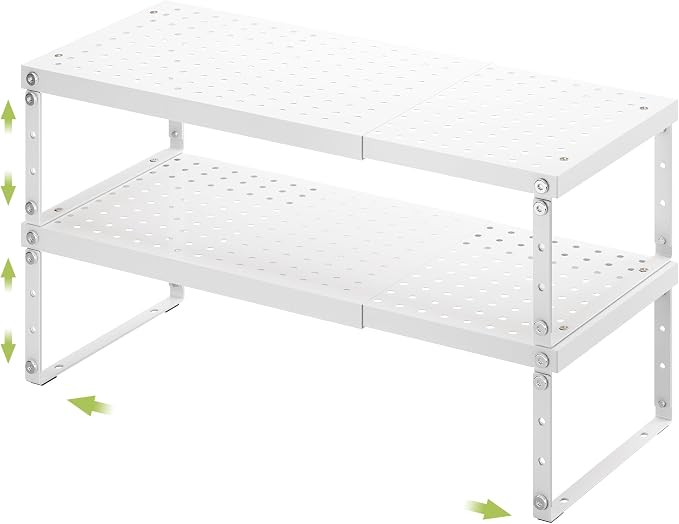 RUILALIFE Expandable Cabinet Organizer Shelf With Adjustable Height, Stackable Kitchen Countertop Organizer Rack, Adjustable Shelf Riser For Kitchen Counter, Pantry, Cupboard, Desk, Tabletop by RUILALIFE