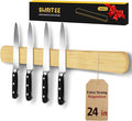 Magnetic Knife Holder, 24 Inch Bamboo Wood Knife Strip for Wall or Fridge | Fridge Magnetic or Screw-Mounted, Strong Magnet Secures Knives, Space-Saving, Kitchen Knife Storage, Housewarming Gift by SWAITEE