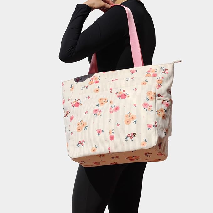 ESVAN Original Floral Tote Bag Large Shoulder Bag with Multi Pockets for Gym Travel Beach Daily Bags - Image 2