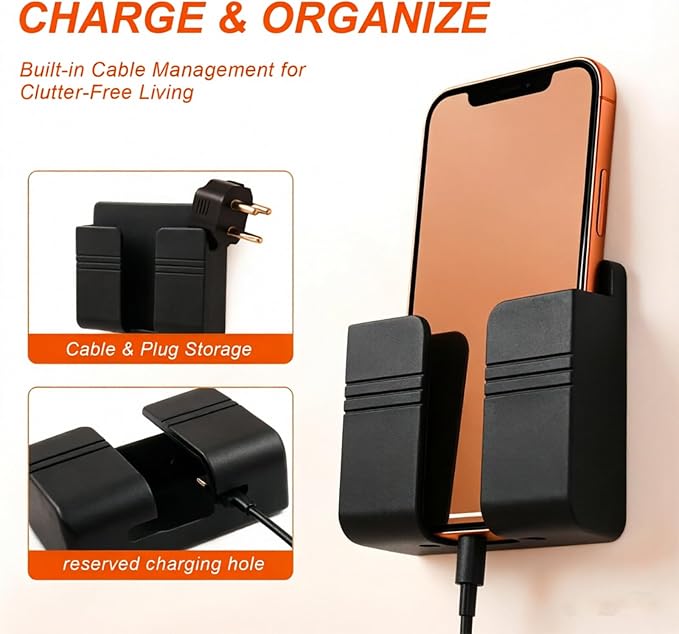 4 Pack Wall Mount Adhesive Storage Holder, No Drill Plastic Organizer for Phone, Remote Control, Home, Office, Bathroom, 3.54" x 2.87 - Image 6