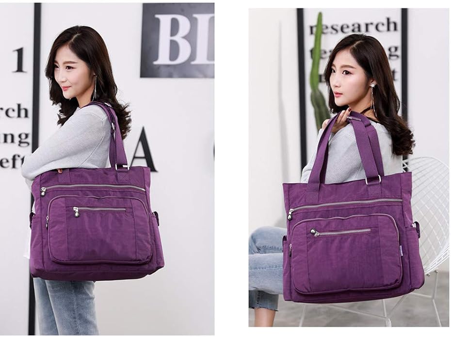 Multi Pocket Nylon Totes Handbag Large Women's Shoulder Bag Travel Purse - Image 8