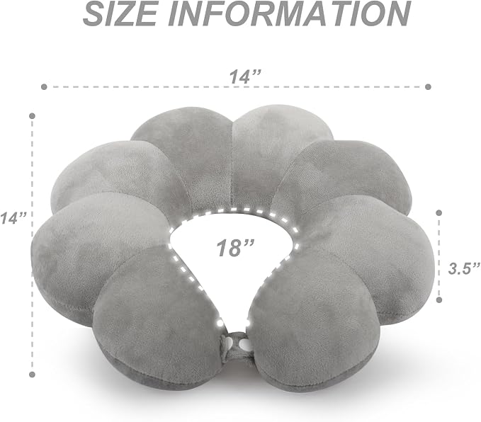 Sexysamba Flower Travel Neck Pillows for Airplanes Breathable Cotton U-Shaped Neck Pillow for Kids & Adults Head Neck Chin Support Rest Pillow for Traveling,Car,Train,Bus,Recline,Home,Office,Grey - Image 2