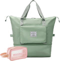 Large Capacity Travel Bag, Foldable Travel Bag, Expandable Duffel Bag, Collapsible Waterproof Large Capacity Handbag, Overnight Bags for Women and Man(Light Green+Toiletry Bag) by DOJUNS