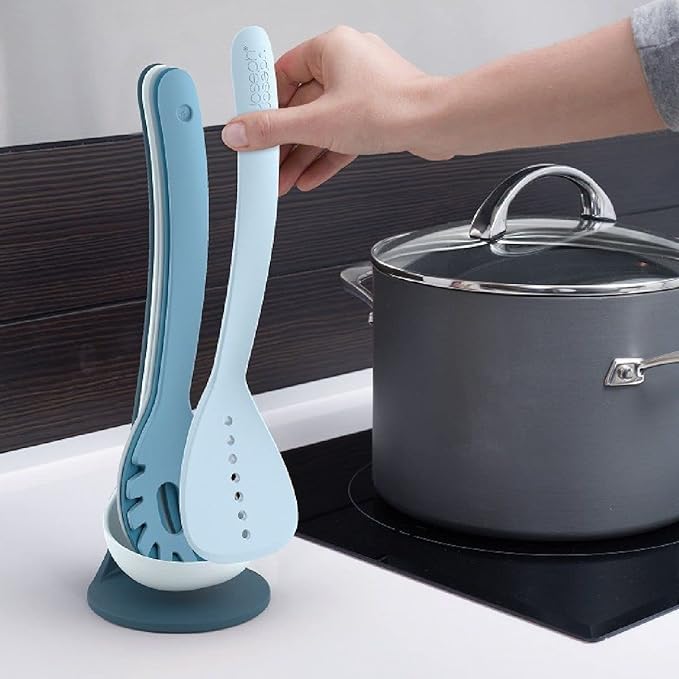 Joseph Joseph Nest Utensils Compact Stacking Kitchen Tool Set with Magnetic Storage Stand Nylon, 5-piece, Editions- Sky,Blue - Image 4