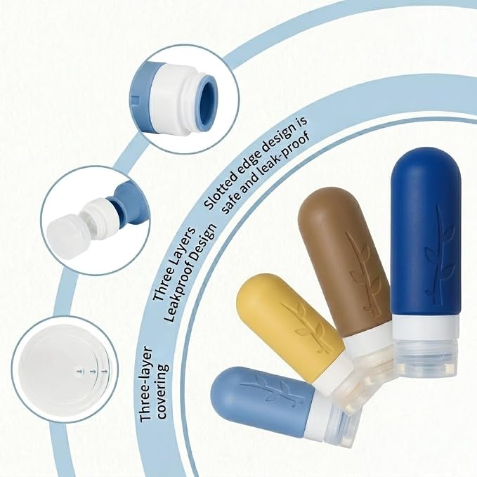 DEPOZA Travel Bottles Kit (16 Pack) - TSA Approved, Leak Proof Silicone Squeezable Containers for Toiletries. Complete Set with Jars, Sprayers & Bag (Dark blue) - Image 5
