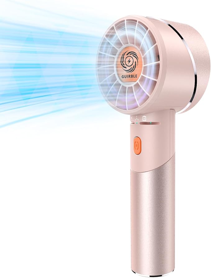 Handheld Fan,Portable Turbo Fan,Powerful Personal Fan(7000rpm High-Speed Motor,Battery Work 3-16 H),USB Rechargeable Mini Handheld Fan for Travel/Outdoor/Gift/Makeup (Rose Pink) by Guirble