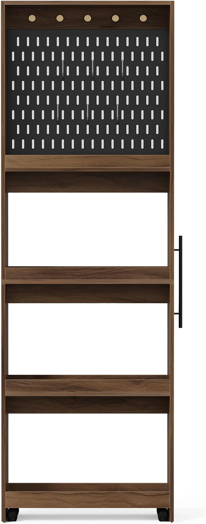 Extra Tall Slim Storage Cart Next to Fridge, Rolling Utility Cart on Wheels | with Metal Pegboard with Pegs, 4-Tier Mobile Shelf Organizer for Narrow Gaps - Image 10
