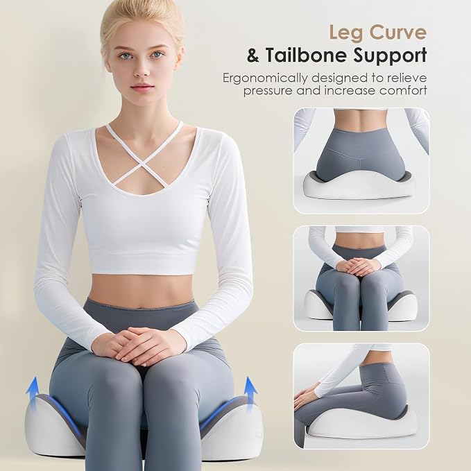 Car Seat Cushion for Driving, Memory Foam Seat Cushion for Car Office Chair, Ergonomic Office Seat Chair Cushion for Sciatica Pain Relief, Larger Car Seat Cushion for Trunk - Gray - Image 2