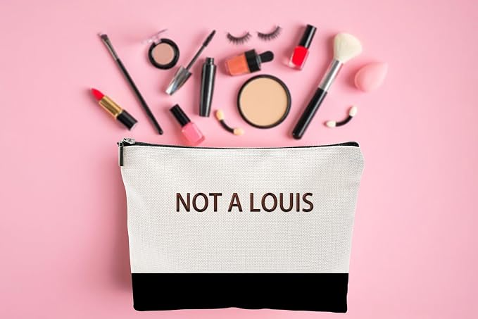 ZUYUROU Funny Makeup Bag for Women - NOT A LOUIS Sarcastic Quote Pouch - Trendy Two-Tone Canvas Cosmetic Organizer - Humorous Gag Gift for Best Friend, Travel, and Daily Use - Image 4