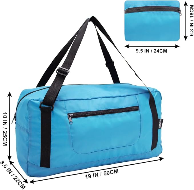 HOLYLUCK Foldable Travel Duffel Bag For Women & Men Luggage Great for Gym - sky blue - Image 2