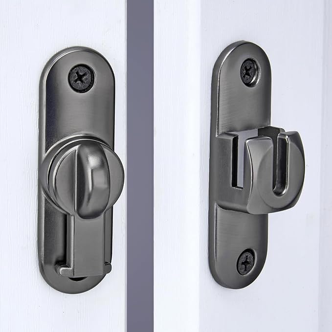 2 Packs Grey 90/180 Degree Barn Door Latches,Flip Gate Lock | Zinc Alloy Flip Gate Latches,Right Angle Door Lock,for bedroom,garage,sliding door,window,cabinet,drawer,pet enclosures - Image 6