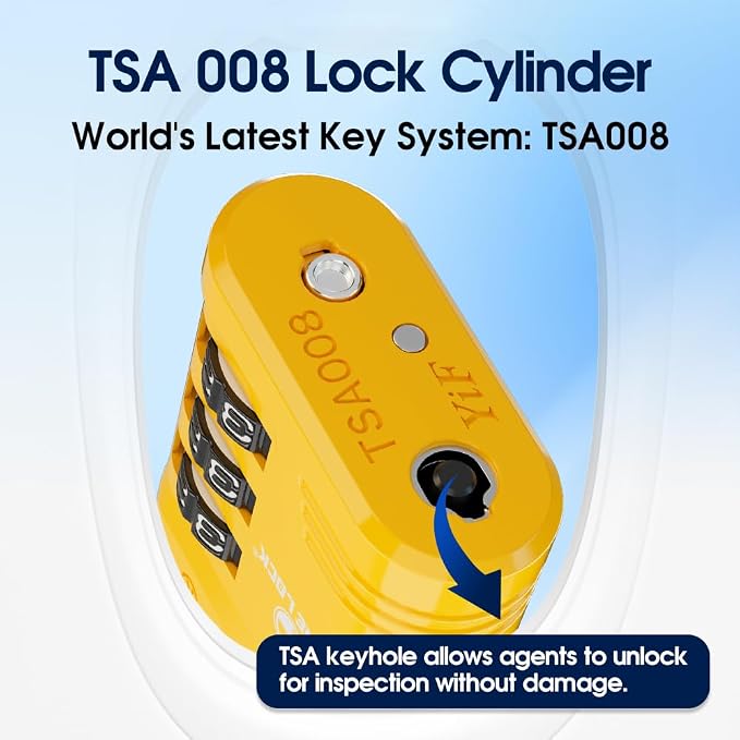 SURE LOCK TSA Approved Luggage Lock – 3-Digit Resettable Combination Padlock with Open Alert Red Dot, Large Easy-Read Dials for Suitcases, Backpacks, Gym & School Lockers(Yellow 4 pk) - Image 6