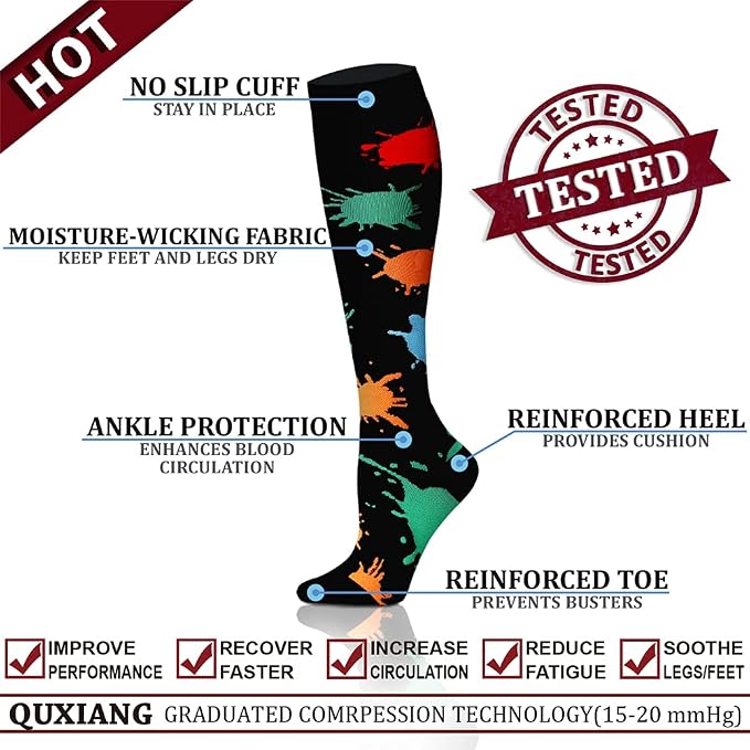 QUXIANG Copper Compression Socks for Women & Men Circulation (8 Pairs) - Best for Running Athletic Cycling - 15-20 mmHg - Image 3