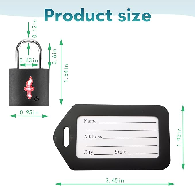 TSA Keyed Alike Luggage Lock 6-Pack 6 Colors + 6 Tags – Family Travel Set | 6 locks share 1 key. 6 assorted colors. 6 matching luggage tags. TSA Safe Skies approved. For family travel. - Image 2