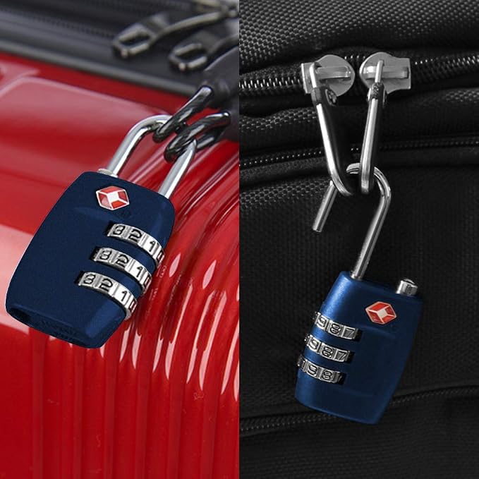 DanziX TSA Approved Lock and 4 Colors Stainless Steel Safety Tether，3-Dial Combination Travel Luggage Lock with Lanyard Security Cable for Protect Your Different Sizes of Suitcase,Baggage-Deep Blue - Image 7