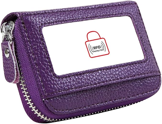 Women's RFID Blocking 12 Slots Credit Card Holder Leather Accordion Wallet by Cynure