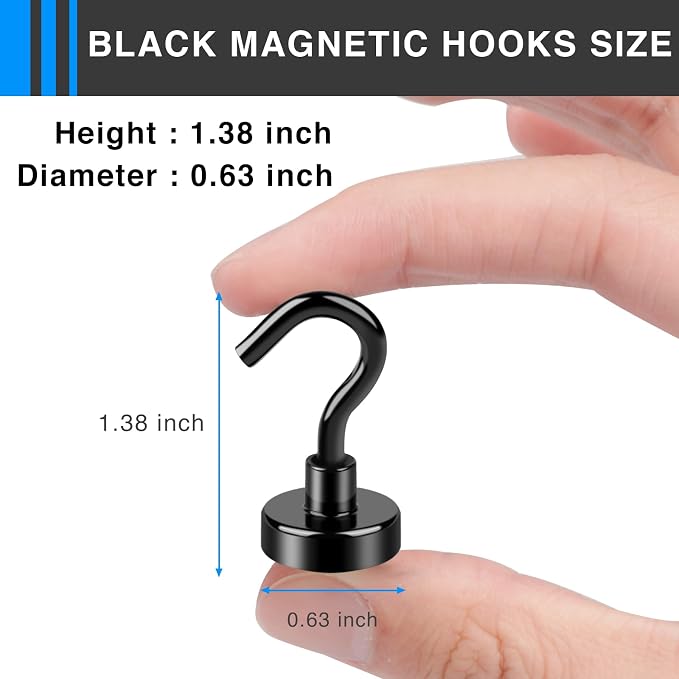 LOVIMAG Magnetic Hooks, Cruise Essentials 2026, 12 Pack-30LBS | Heavy Duty Strong Magnet Hook for Cruise Cabin, Refrigerator Fridge, Ship, Classroom, Kitchen Grills, Black - Image 3