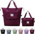 Large Capacity Folding Travel Bag, Lightweight Waterproof Luggage Bag, Expandable Travel Duffel Bag, Dry Wet Separated Gym Tote Bag, Weekender Overnight Bags for Women and Man (Fuchsia) by DOJUNS