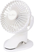 Portable Clip Fan Battery Operated,3 Speeds USB Rechargeable Mini Table Fan with Strong Airflow,360°Rotation Ultra Quiet Personal Desk Fan for Home Office Bedroom Dorm Stroller Camping(White) by PureHome