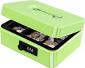 KYODOLED Cash Box with Combination Lock,Safe Metal Box for Money,Storage Lock Box with Money Tray,7.87"x 6.30"x 3.54" Limegreen Medium by KYODOLED