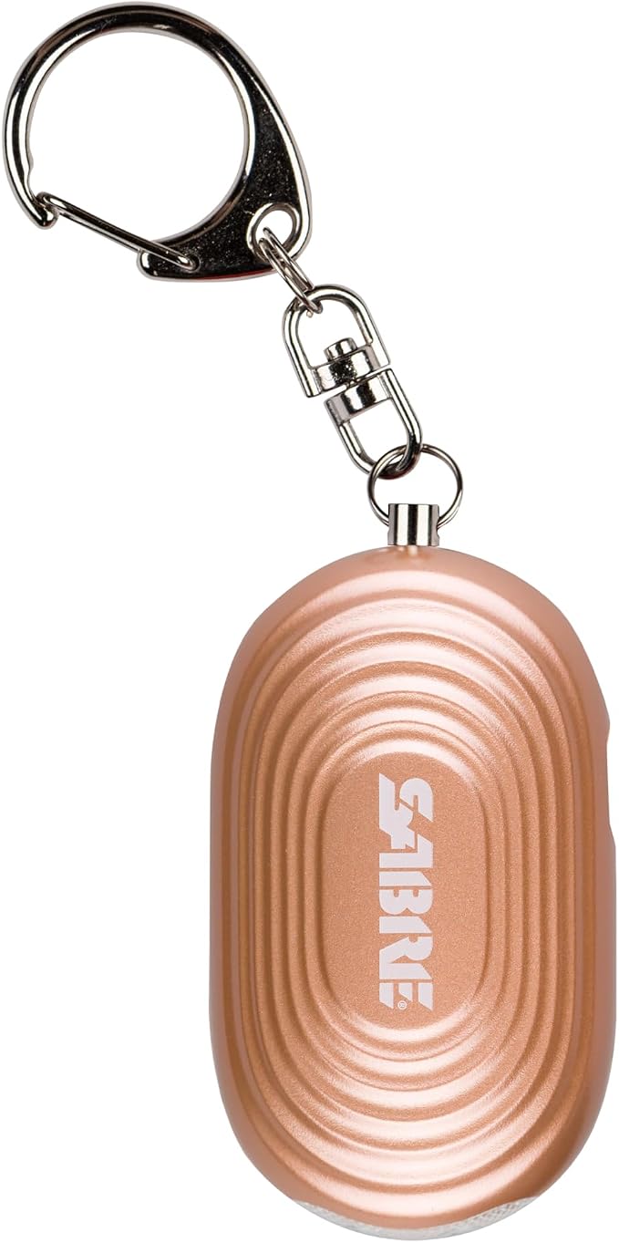 SABRE 2-in-1 Personal Alarm with LED Light, 130dB Personal Safety Siren, Snap Hook for Instant Access, 1,250 Foot (381 Meters) Range, Compact Design for Easy Attachment to Purse, Bag, or Keys by SABRE