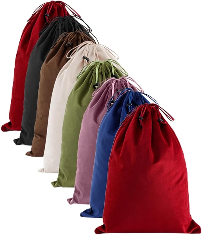8 Pcs Shoe Bags for Travel, Dust Velvet Bags, Multicolor, 17.3x12.6 Inch | Washable & Reusable Travel Shoe Bags, Dustproof Shoe Bags with Drawstring Closure, Suitable for Travel, Home Storage by WelcometoFantasyLife