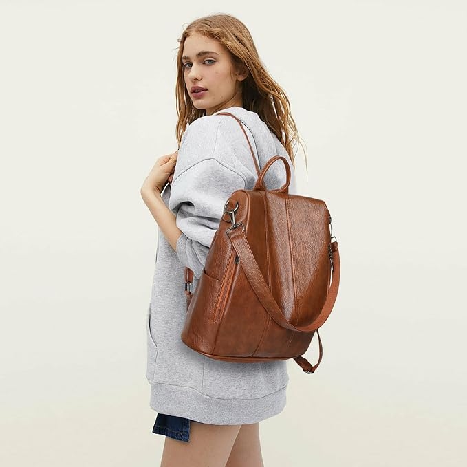 GAEKEAO Women Backpack Purse PU Leather Anti-theft Casual Shoulder Bag Convertible Large Satchel Bags for Travel Casual Work - Image 7