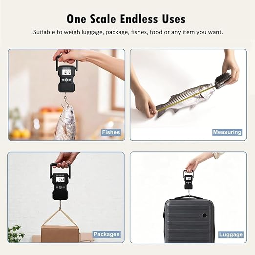 Luggage Weight Scale 110lb Hanging Luggage Scale for Suitcase | 0.1lb Precision, Max 110lb, 3.3ft Tape Measure, Backlit Screen, Lock Data, Large Hook, Ergonomic Grip, Portable Fishing Scale - Image 6