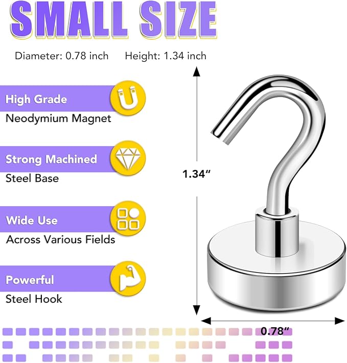 Magnetic Hooks for Cruise Cabins, 50LBS+, 6 Pack, Silver | Cruise Essentials 2026, Heavy Duty Magnets Hooks for Refrigerator, Storage, Grill, Hanging and Kitchen - Image 3
