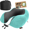 GORILLA GRIP Adjustable Travel Neck Pillow for Airplanes, CertiPUR-US® Memory Foam, Soft Velvet, Cooling Mesh Pillows, Support Headrest for Sleeping, Traveling Essentials, Flight Accessories Turquoise by Unknown