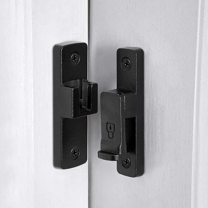 2 Packs Matte Black 90 Degree Barn Door Lock ，Right Angle Door Lock Latch | Zinc Alloy Flip Gate Latches,for bedroom,garage,balcony,barn,sliding door,bathroom,window,cabinet,drawer,pet enclosures - Image 4