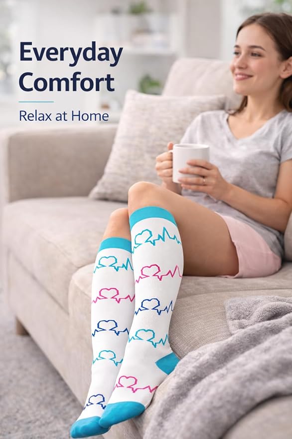 Aoliks Medical Compression Socks for Women & Men, Support Knee High Socks for Running,Nurses,Travel - Image 4