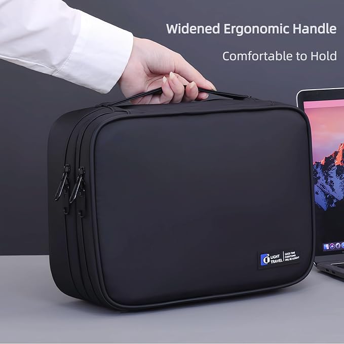 Electronics Organizer Travel Case,Cord Organizer Travel, Double-Layer Cable Organizer Bag, Tech Pouch Accessories Carry Storage For Phone, Cables, Airpods, USB, Sd Card,Essentials (Black) - Image 8