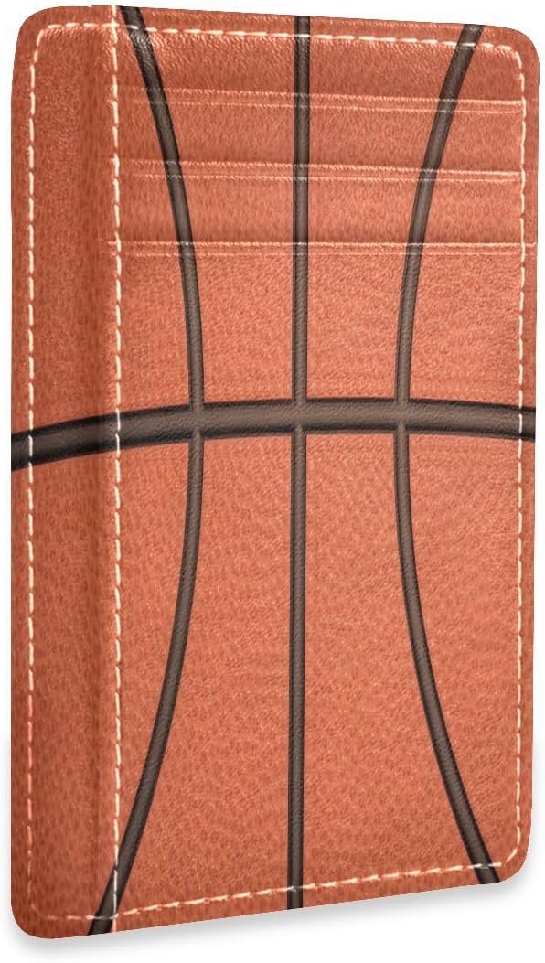 Front Pocket Minimalist Leather Slim Wallet Credit Card Holder Basketball for Men & Women by Unknown