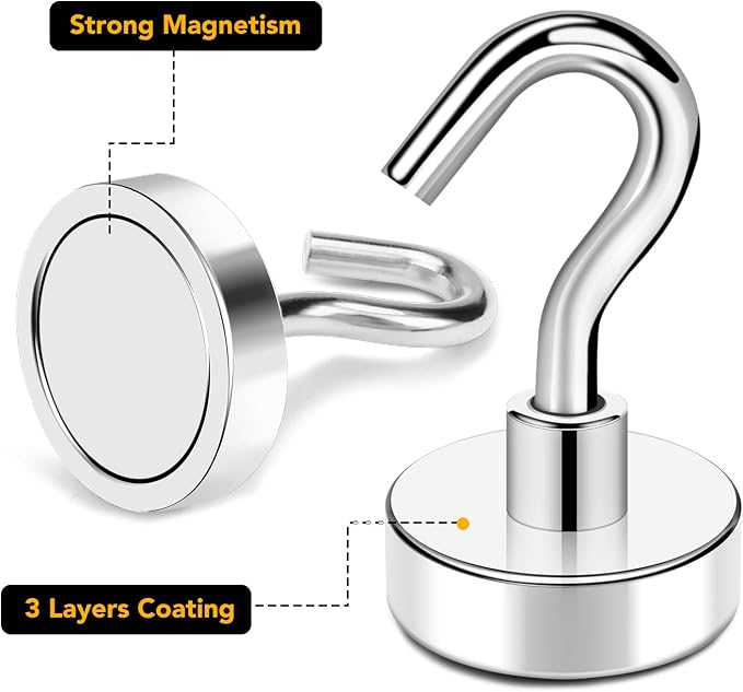 Magnetic Hooks for Cruise Cabins, 30LBS+, 36 Pack, Silver | Cruise Essentials 2026, Heavy Duty Magnets Hooks for Refrigerator, Storage, Grill, Hanging and Kitchen - Image 6
