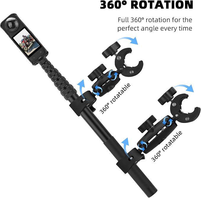 BRDRC Motorcycle Mount for Insta360 X5 X6 X4, Bike Handlebar Clamp Mounts 59" Invisible Selfie Stick Bundle Kit for Insta 360 X5 X6 X4 Air X3 X2 X ONE, for DJI OSMO 360, for GoPro Camera Accessories - Image 3