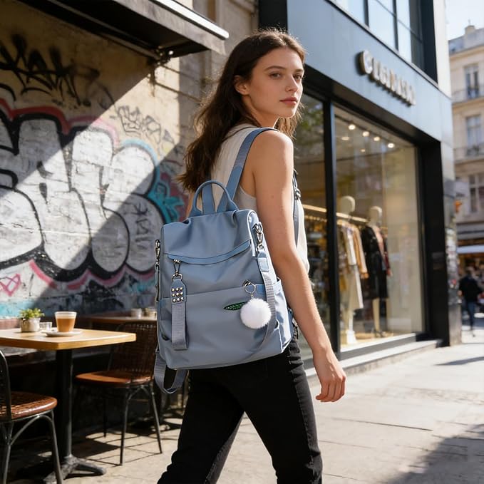 Fashion Anti-Theft Backpack Women,Waterproof Ladies Backpack Girls Casual Daypack Work Travel Rucksack Shoulder Bag(Blue) - Image 2