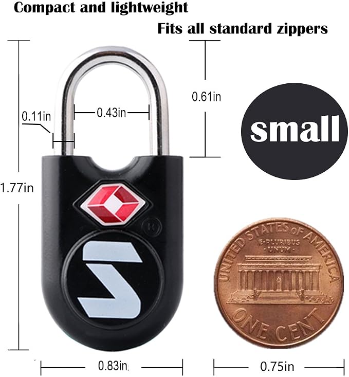 SURE LOCK Mini TSA Approved Keyed Luggage Lock – One Key Opens All, Fits Tight Zipper Gaps & Small Pull Holes, Compact Travel Lock for Suitcases, Backpacks & Handbags - Image 2