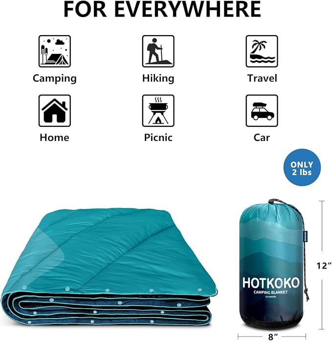 Puffy Camping Blanket,Large Camp Blanket Outdoor Camping Quilt Waterproof | Lightweight Printed Warm Packable Down Alternative Blanket for Camping,Traveling, Stadium, Hiking, Picnics - Image 7