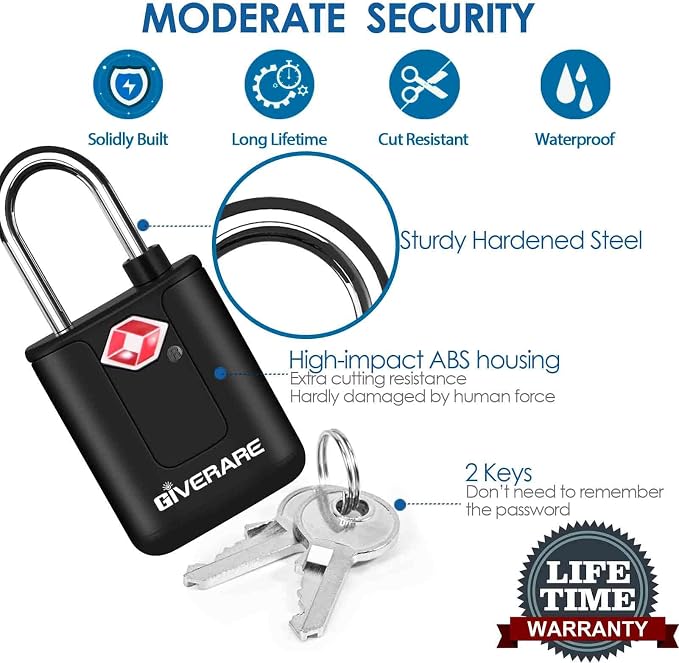4 Pack TSA Approved Travel Luggage Locks with Keys, Keyed Suitcase Padlock, Zipper Small Locks, TSA Accepted Compatible Padlocks for Suitcase, Backpack, Gym Locker, Jewelry Box, Anti Theft-Black - Image 3