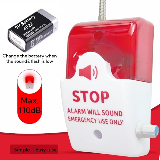 Emergency Door Alarm with Flexible Mount, Door Alarms When Opened, Exit Door Security Stop Alert System, Battery Operated - Image 2