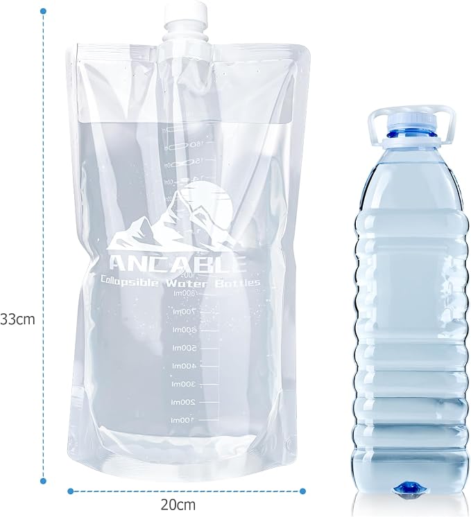 Ancable 64oz Collapsible Water Bottles, 6-Pack Reusable Travel Foldable Water Bottles for Hiking Camping Running Bike, BPA-Free Water Bottle - Image 7